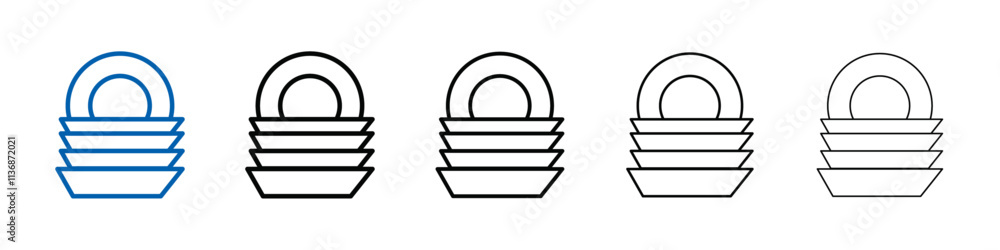 Poster Clean stack plates icon Outline vector logo for web ui