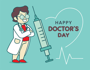 happy doctor's day cartoon illustration