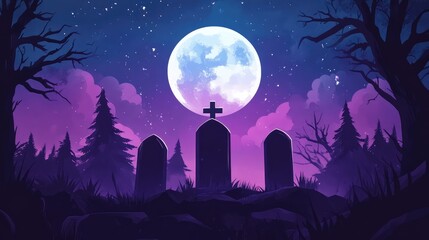 Night Funeral Icons: Minimalist Black and White Illustration for Mourning and Remembrance Themes