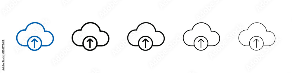 Aufkleber cloud upload icon Outline vector logo for web ui