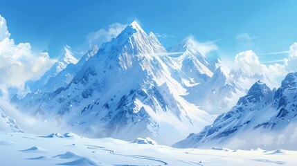 Fototapeta premium Majestic Winter Wonderland: A Breathtaking Panorama of Snow-Capped Peaks