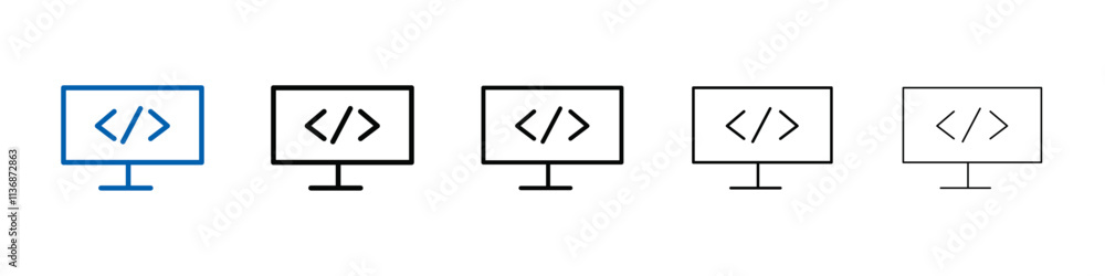 Aufkleber Coding icon Outline vector logo for web ui