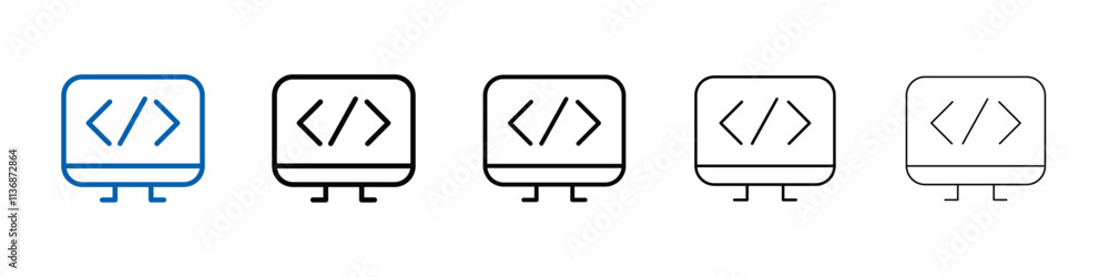 Poster coding program icon Outline vector logo for web ui
