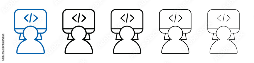 Poster coding icon Outline vector logo for web ui