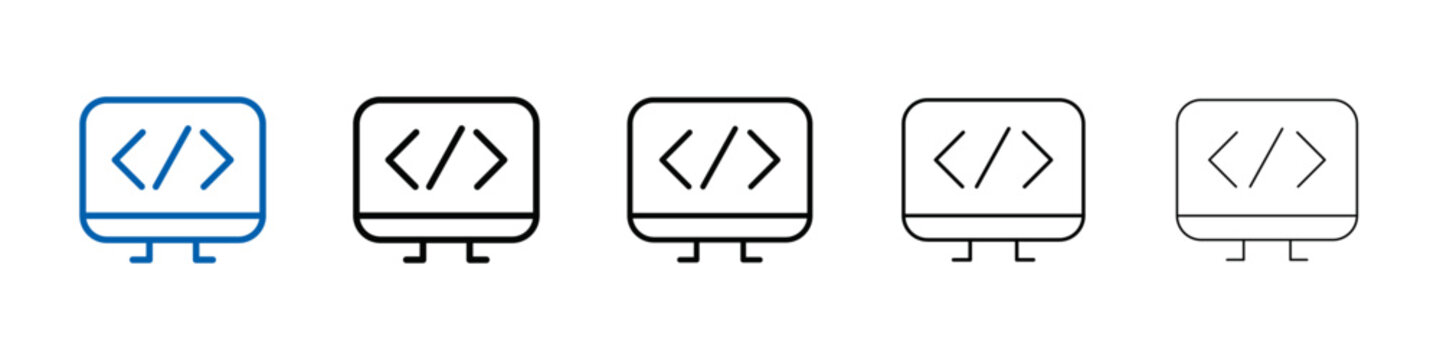 coding program icon Outline vector logo for web ui
