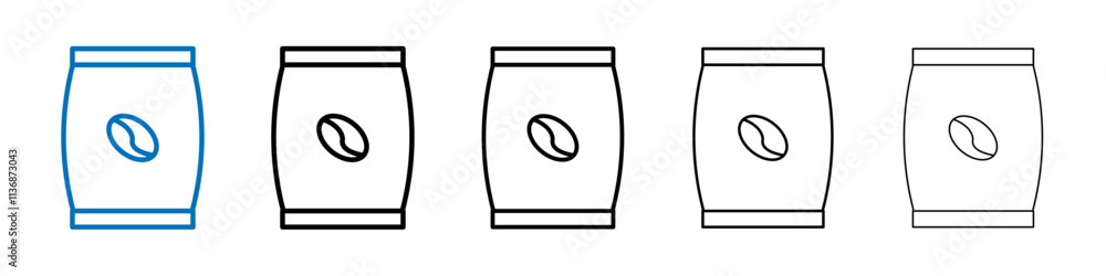 Poster coffee paper bag icon outline vector logo for web ui