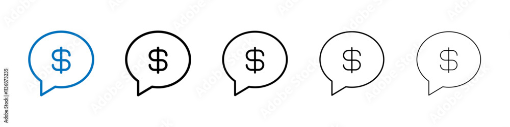 Poster comment dollar icon outline vector logo for web ui