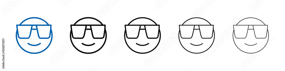 Poster cool emoji icon outline vector logo for web ui