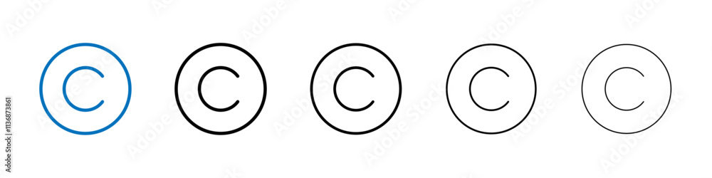 Poster copyright icon outline vector logo for web ui