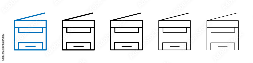 Aufkleber copy machine icon outline vector logo for web ui
