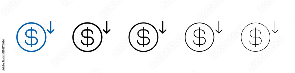 Poster Cost reduction icon Outline vector logo for web ui