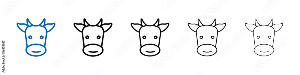 Poster cow head icon outline vector logo for web ui