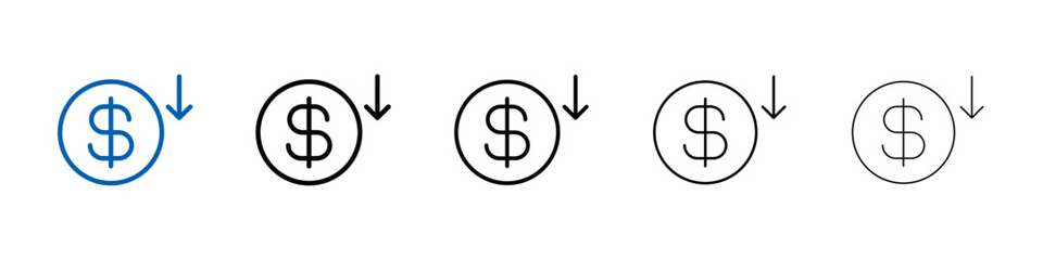 Cost reduction icon Outline vector logo for web ui