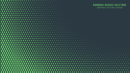 Rounded Dashes Halftone Pattern Vector Decoration Turquoise Creative Conceptual Abstract Background. Mod Minimalistic Art Half Tone Graphical Eye-Catching Wallpaper. Retro Futuristic Art Illustration