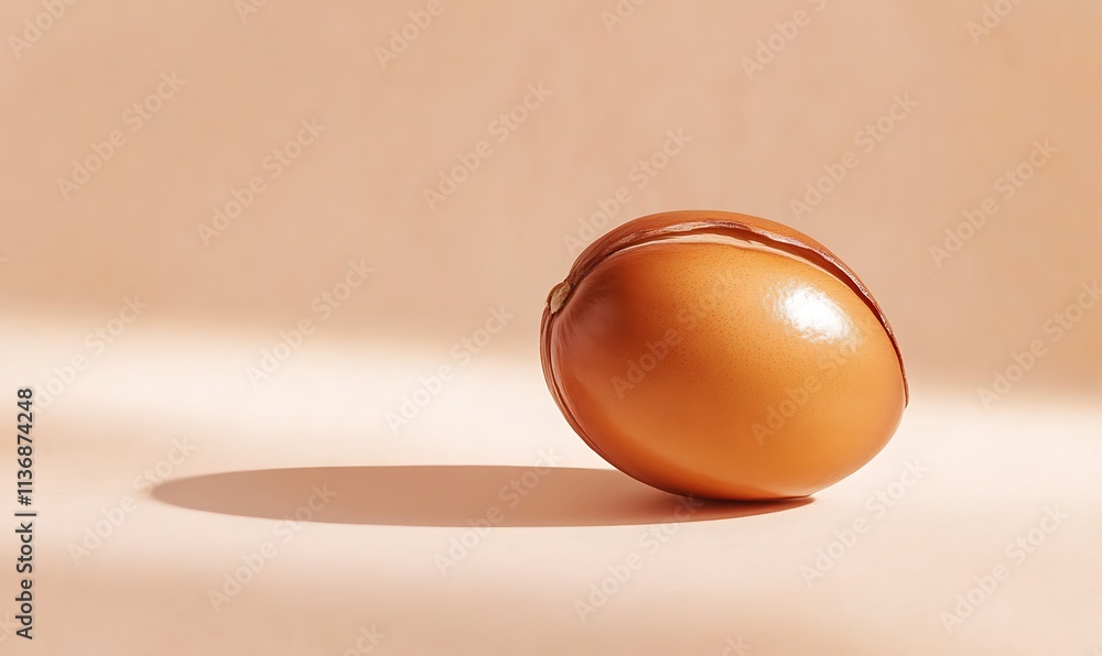 Poster single argan nut shell partially cracked open revealing kernel