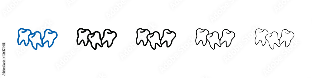Aufkleber crooked teeth icon outline vector logo for web ui