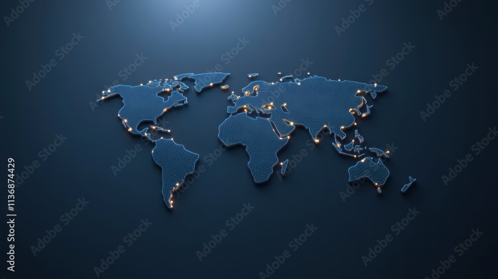 Poster a glowing digital map of the earth with interconnected points, symbolizing global internet connectiv