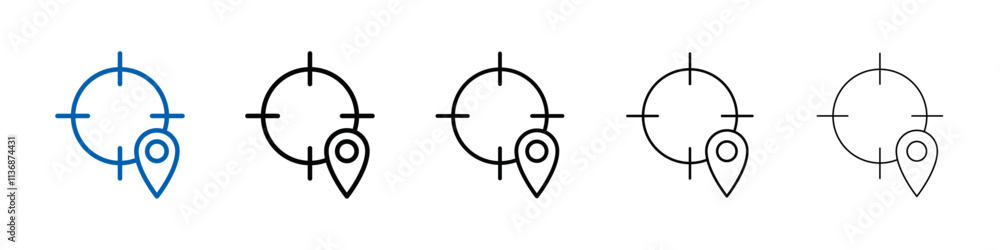 Poster crosshair location pin icon outline vector logo for web ui