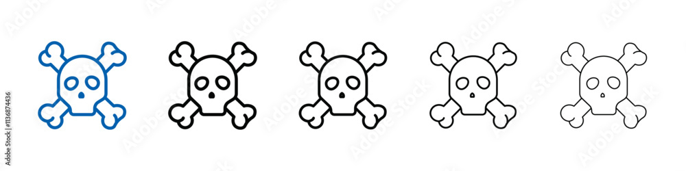 Poster Crossbones skull icon Outline vector logo for web ui