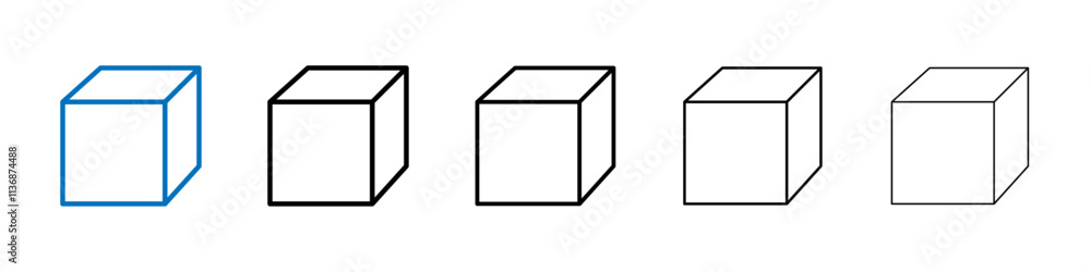 Poster cube icon outline vector logo for web ui