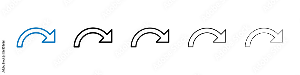 Poster curved arrow icon outline vector logo for web ui