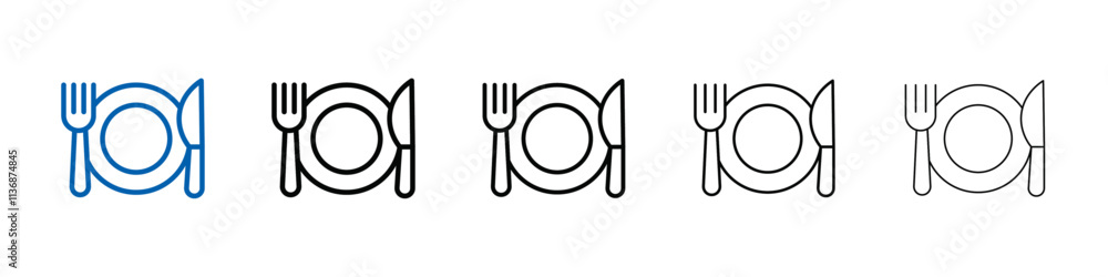 Poster cutlery icon outline vector logo for web ui