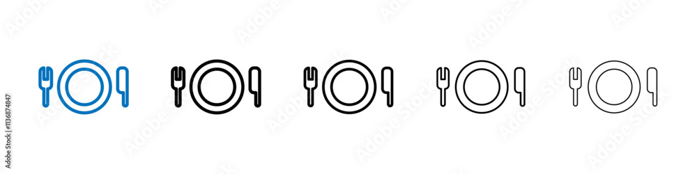 Poster cutlery icon outline vector logo for web ui