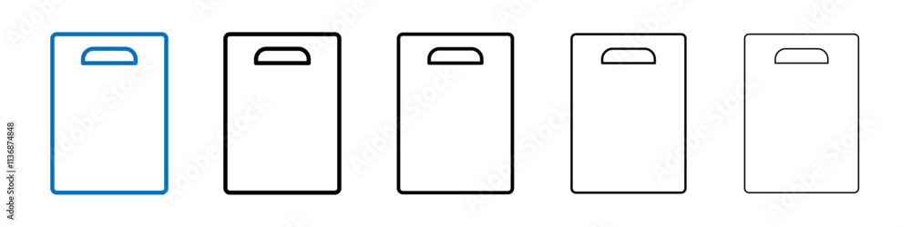 Aufkleber cutting board with knife outline vector logo for web ui