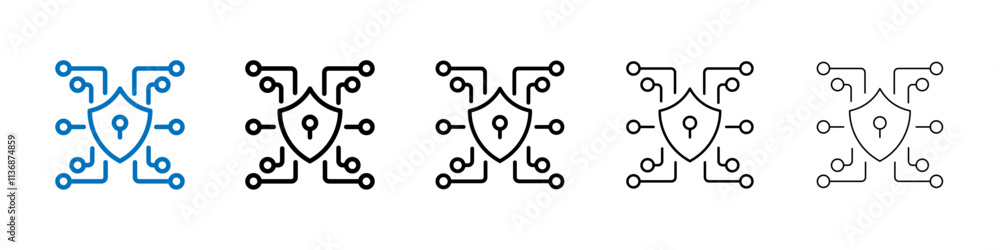 Poster Cyber security icon Outline vector logo for web ui