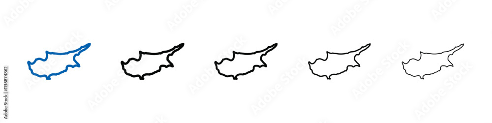 Poster Cyprus map icon Outline vector logo for web ui