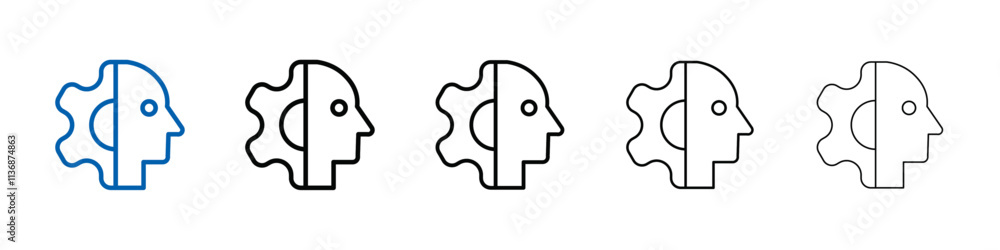 Poster cyborg icon outline vector logo for web ui