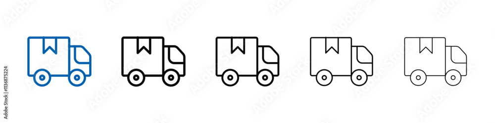 Poster delivery truck icon outline vector logo for web ui