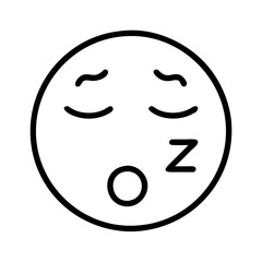 sleeping emoji icon, lazy day line art, lazy day icon - simple black line art icon of sleeping emoji, symbolizing lazy day celebrations. lazy day vector art.