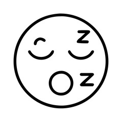 sleeping emoji icon, lazy day line art, lazy day icon - simple black line art icon of sleeping emoji, symbolizing lazy day celebrations. lazy day vector art.