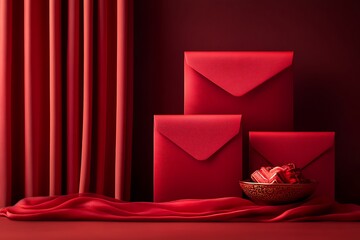  Festive Group of Red Envelopes for Celebrations
