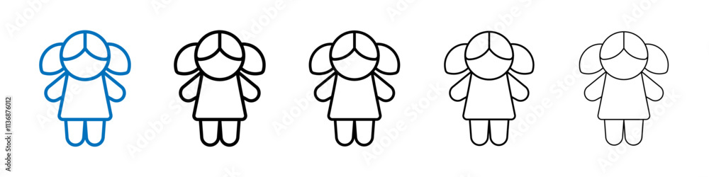 Poster doll icon outline vector logo for web ui