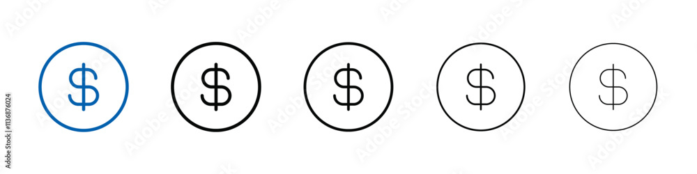 Poster dollar icon outline vector logo for web ui
