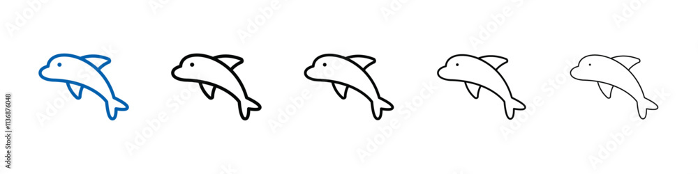 Poster Dolphin icon Outline vector logo for web ui