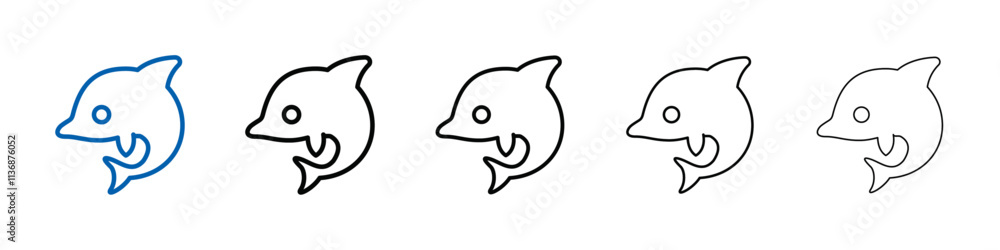 Poster dolphin icon outline vector logo for web ui