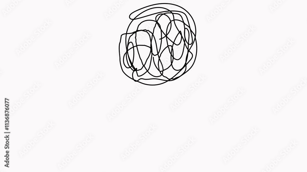 Poster chaos circle with lightbulb animation. creative idea process concept animated video. problem symbol.