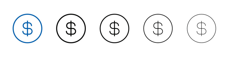 Dollar icon Outline vector logo for web ui