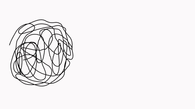 Chaos and mess circle continuous line drawn animation. Psychotherapy linear concept video. Animated problem solution symbol.