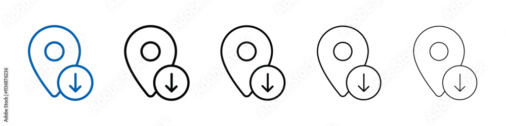 Poster Download GPS map location icon Outline vector logo for web ui