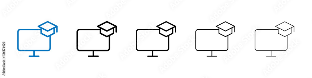 Poster e learning icon outline vector logo for web ui