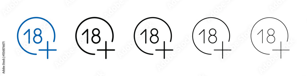Aufkleber eighteen plus icon outline vector logo for web ui