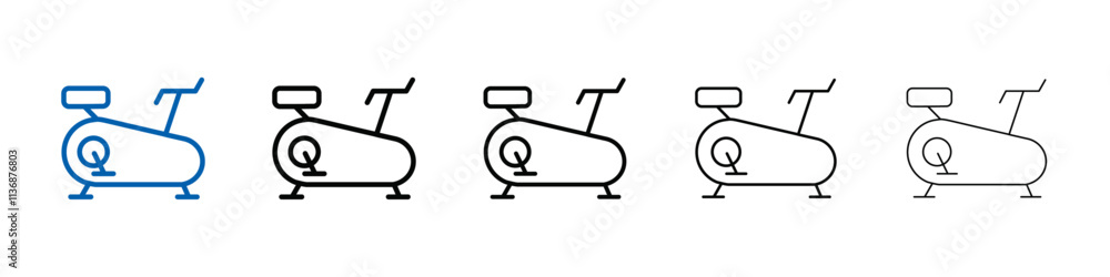 Poster elliptical bike icon outline vector logo for web ui
