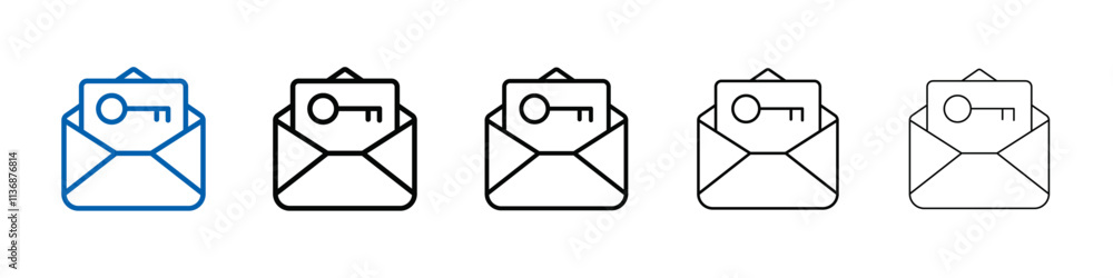 Aufkleber email security key icon outline vector logo for web ui