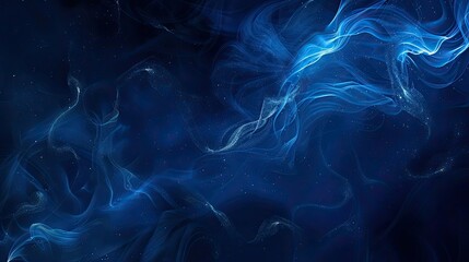 Fototapeta premium Abstract swirling blue smoke against a dark background, evoking a sense of mystery and depth.
