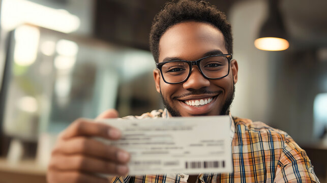 Worker snapping a photo of their bonus check with a grin, Bonus celebration, capturing the moment