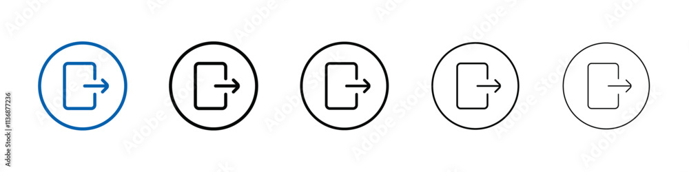 Poster exit icon outline vector logo for web ui